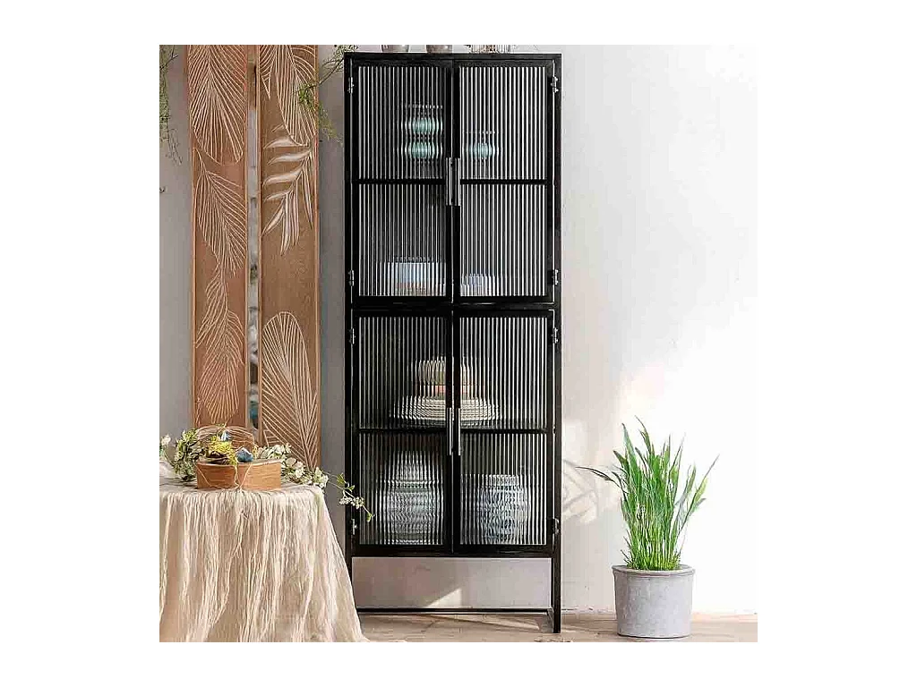 Vitrine metálica preta com 4 portas 80x38,5x161h cm