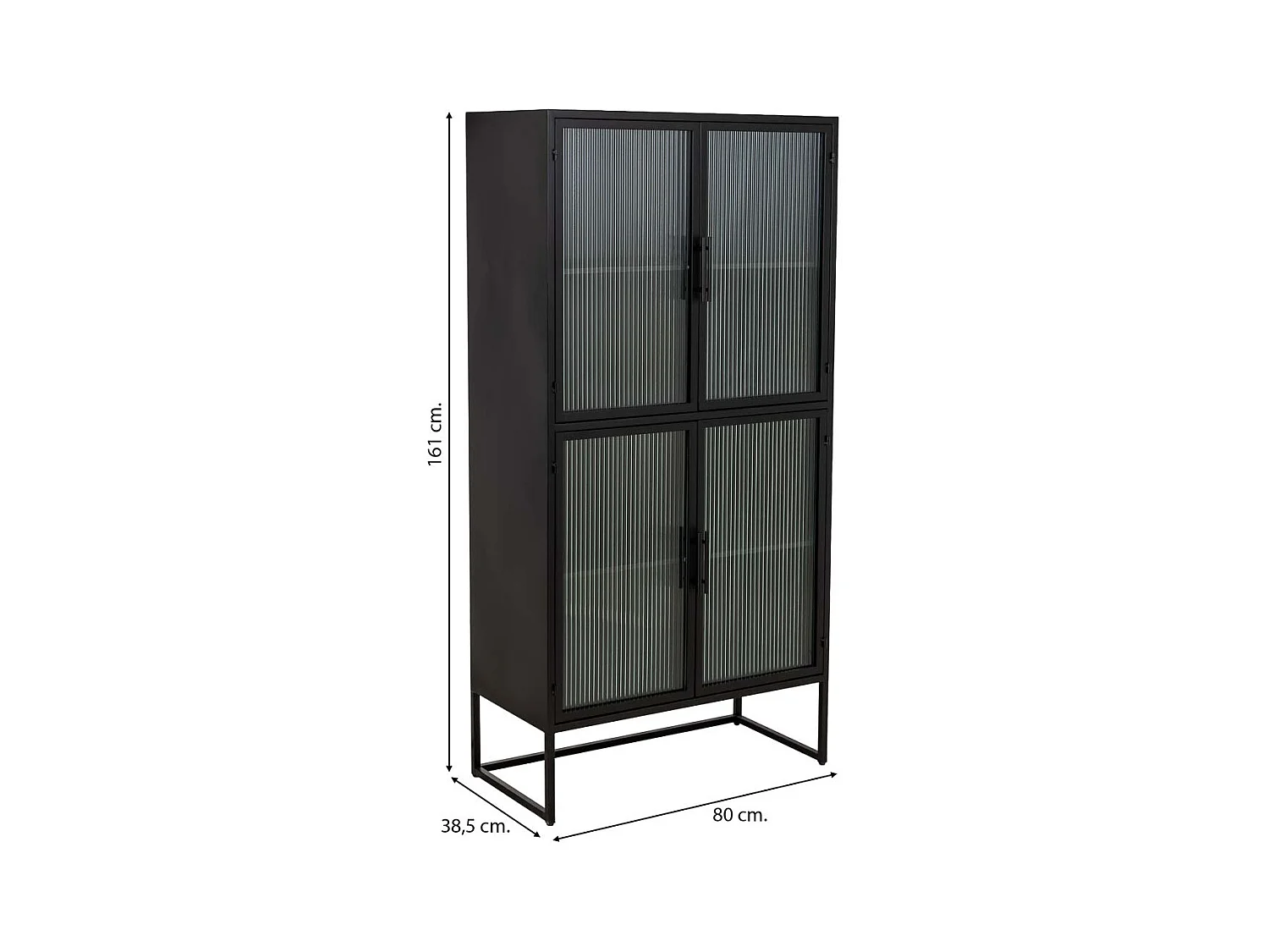 Vitrine metálica preta com 4 portas 80x38,5x161h cm