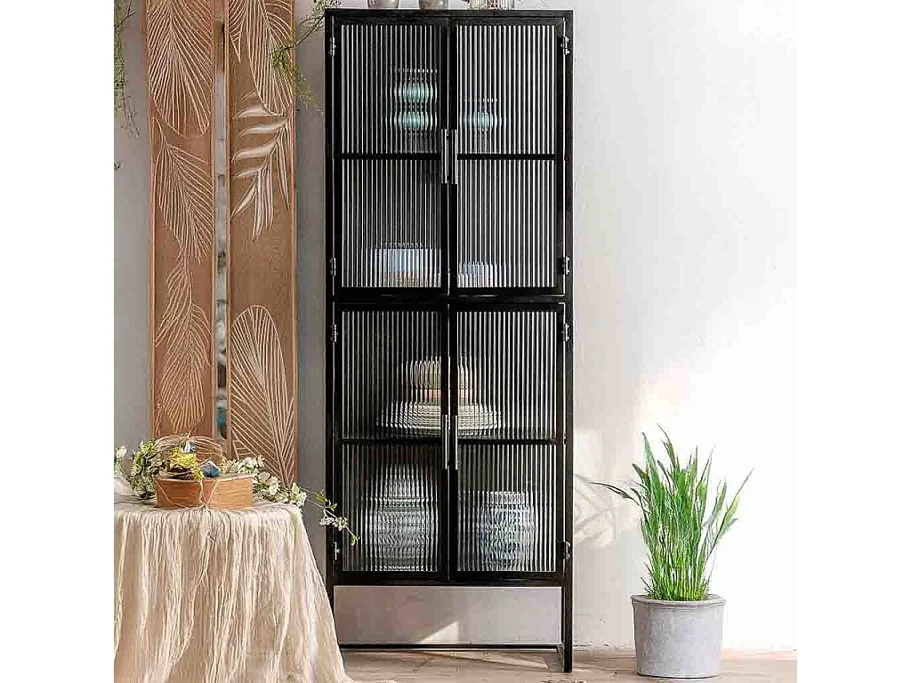 Vitrine metálica preta com 4 portas 80x38,5x161h cm