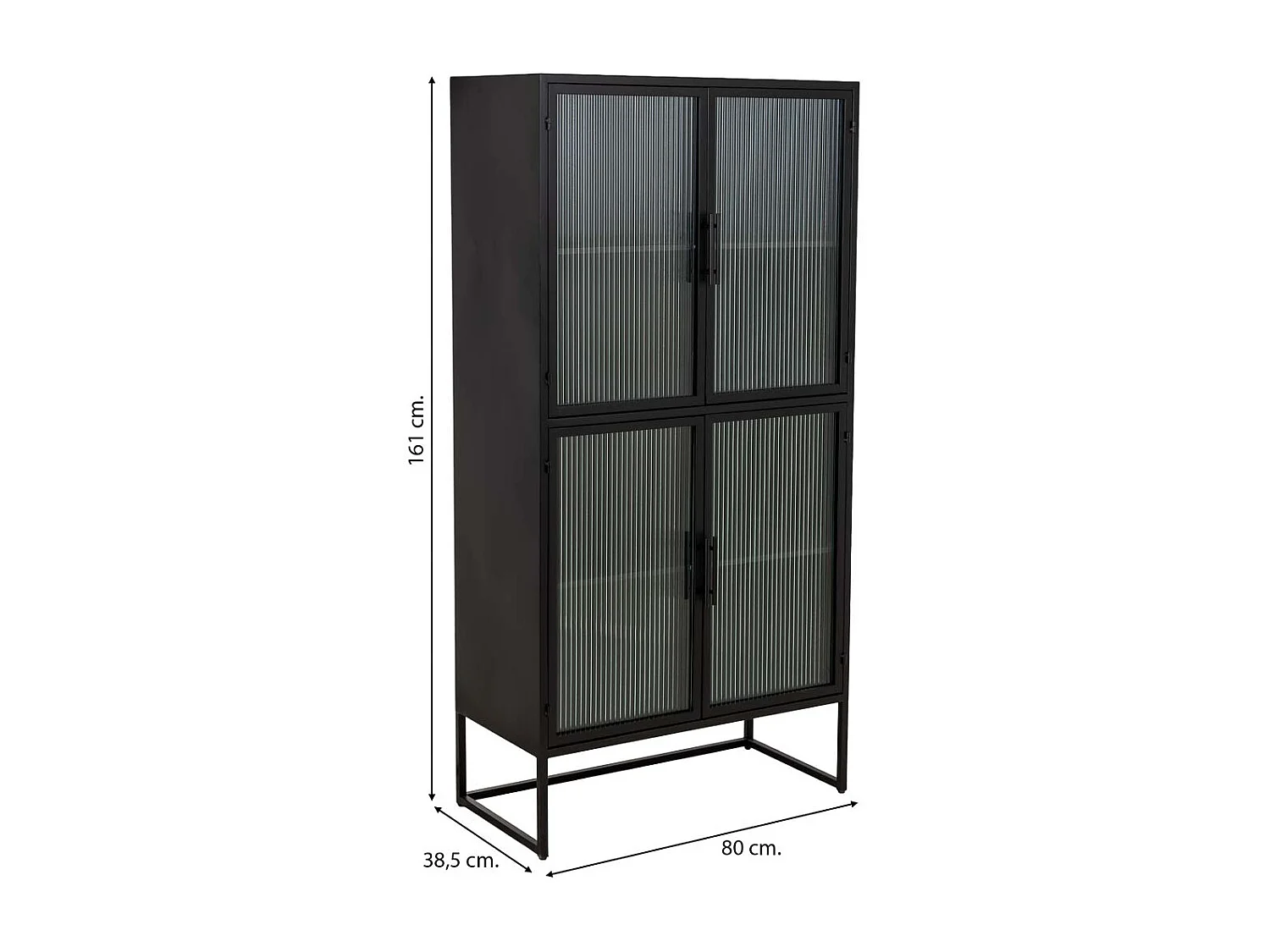Vitrine metálica preta com 4 portas 80x38,5x161h cm