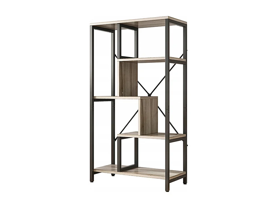 Regał na książki, styl industrialny, 8 półek, metalowa rama, 132 cm