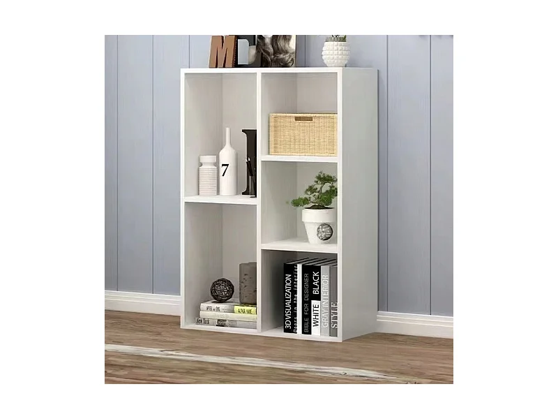 Regał otwarty, stojący, biały, styl skandynawski, 5 półek