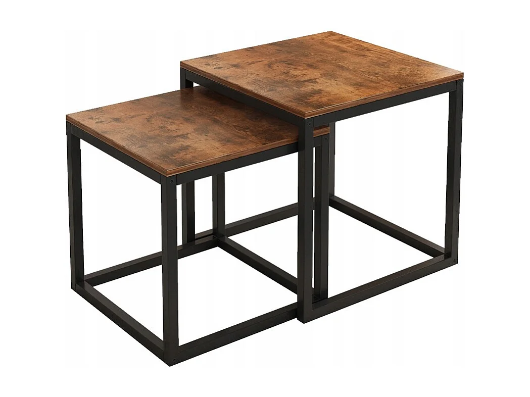 Stolik Kawowy 2w1 Rozkładany Kwadratowy Ława Loft Zestaw Stolików Salonu