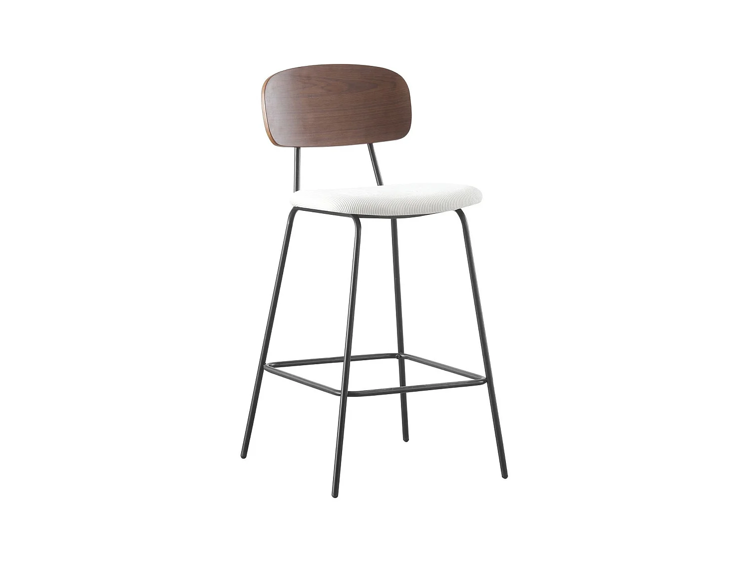 Lot de 2 tabourets de bar en velours côtelé beige - Dany