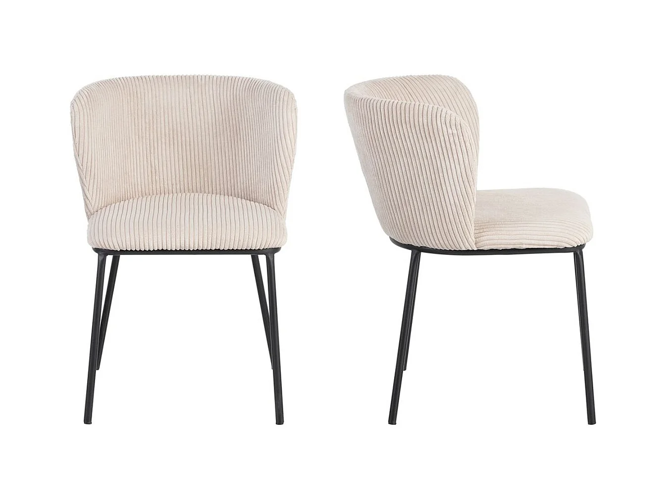 Lot de 2 chaises en velours côtelé beige - Toma