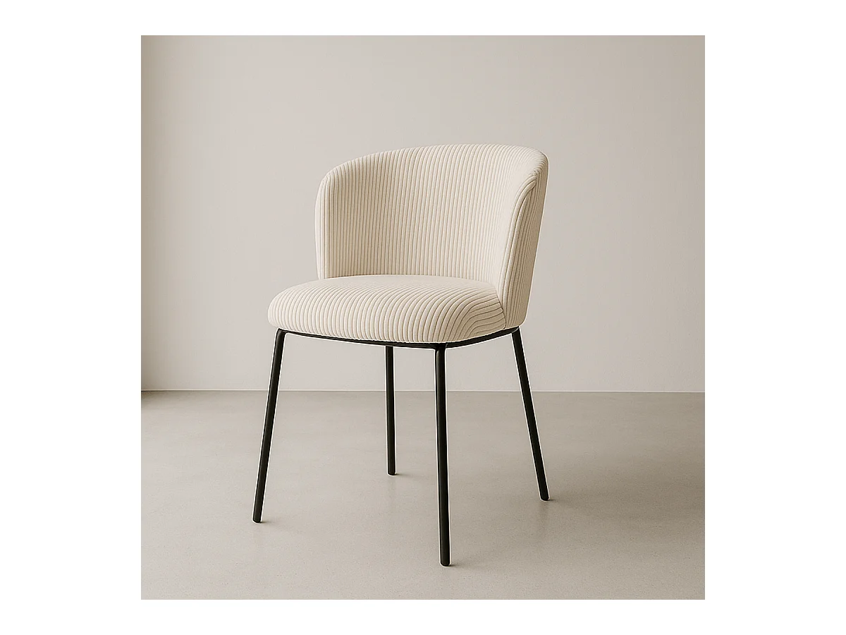 Lot de 2 chaises en velours côtelé beige - Toma