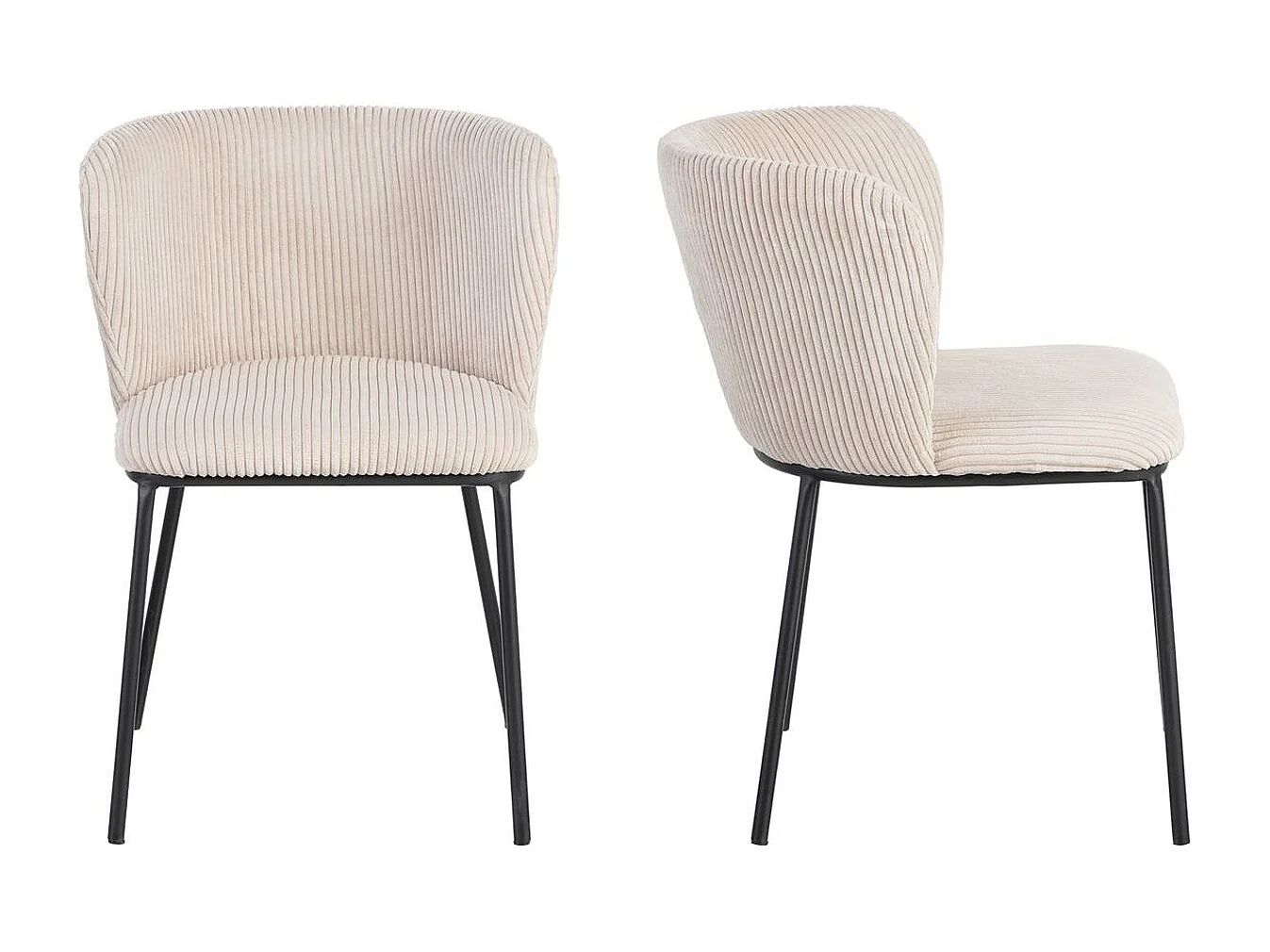 Lot de 2 chaises en velours côtelé beige - Toma