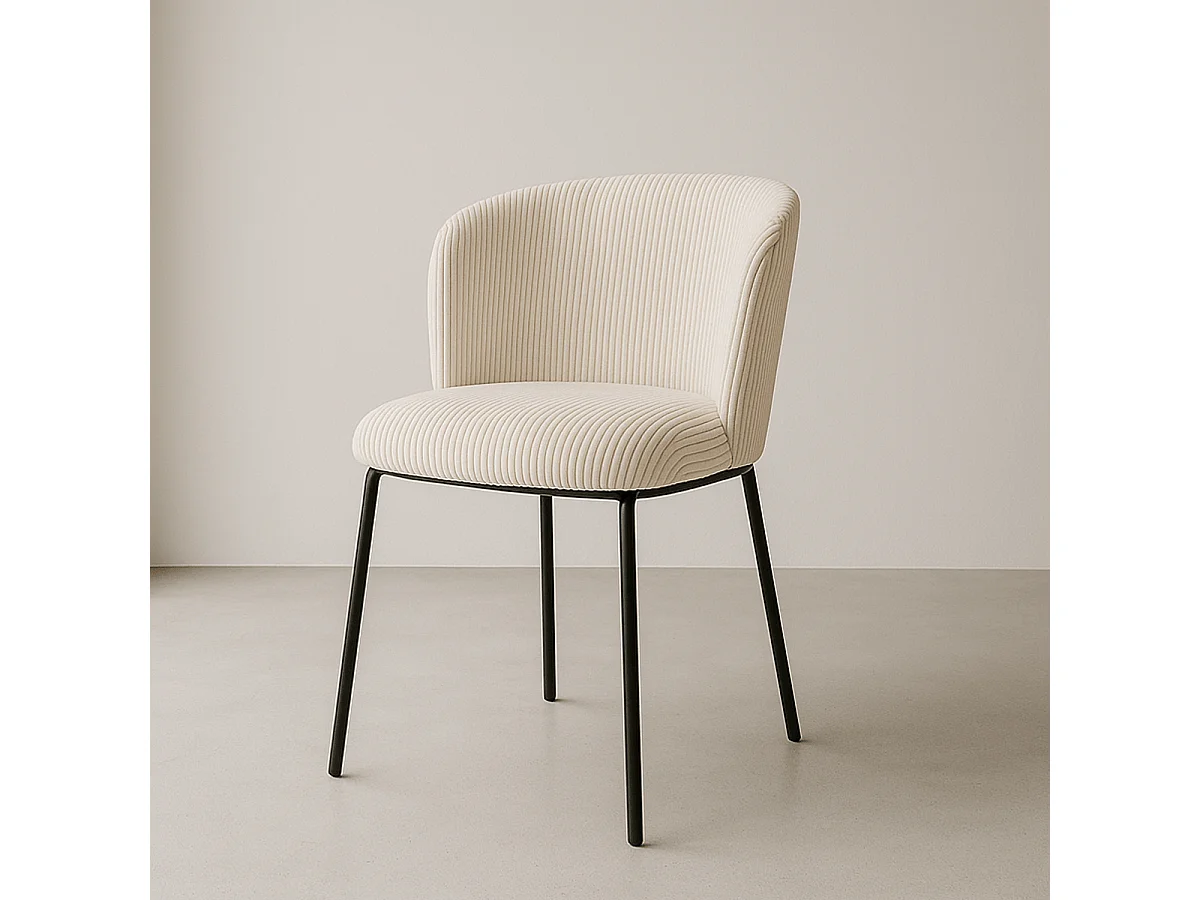 Lot de 2 chaises en velours côtelé beige - Toma