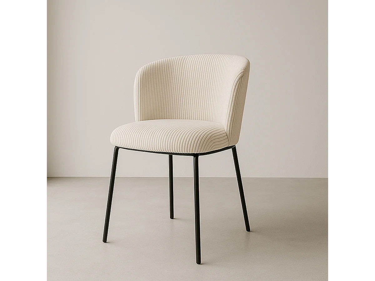 Lot de 2 chaises en velours côtelé beige - Toma