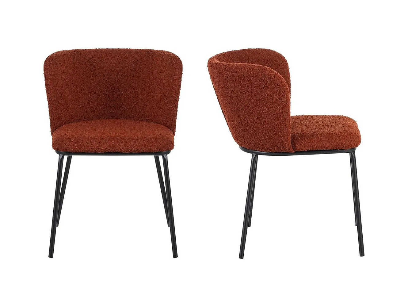 Lot de 2 chaises en tissu bouclé rouille - Toma