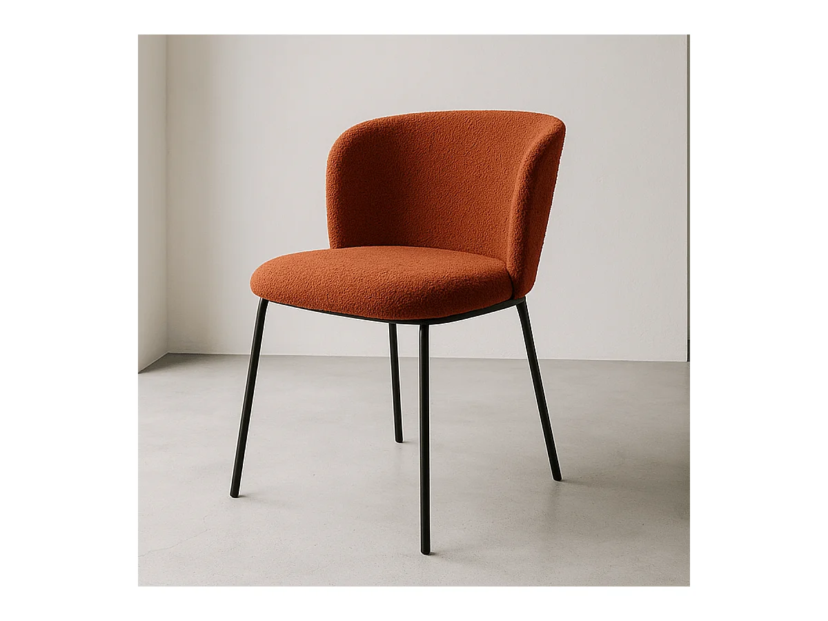 Lot de 2 chaises en tissu bouclé rouille - Toma