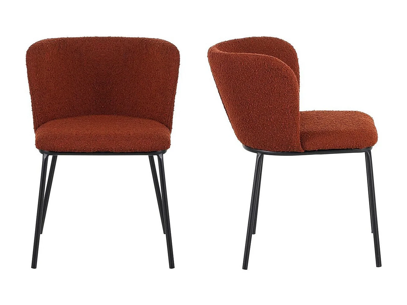 Lot de 2 chaises en tissu bouclé rouille - Toma
