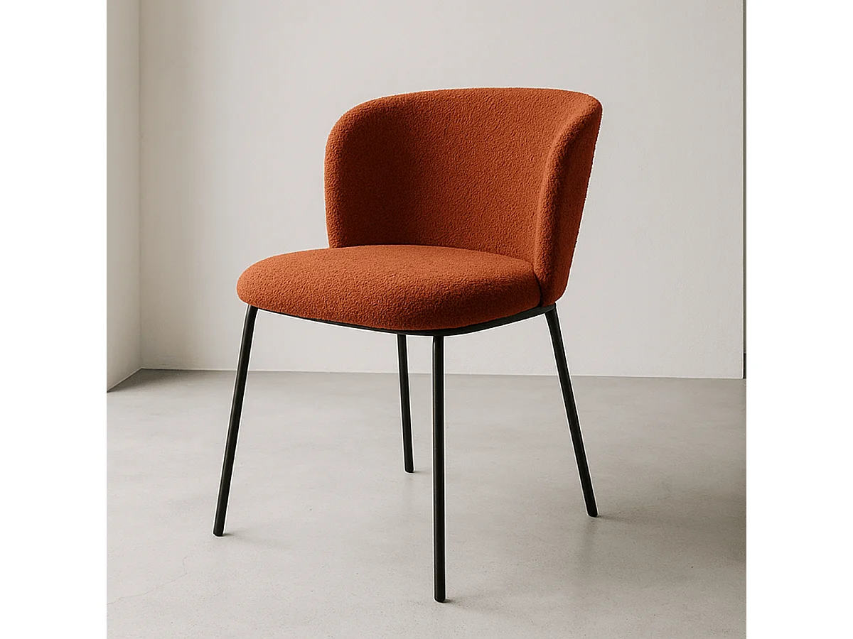 Lot de 2 chaises en tissu bouclé rouille - Toma