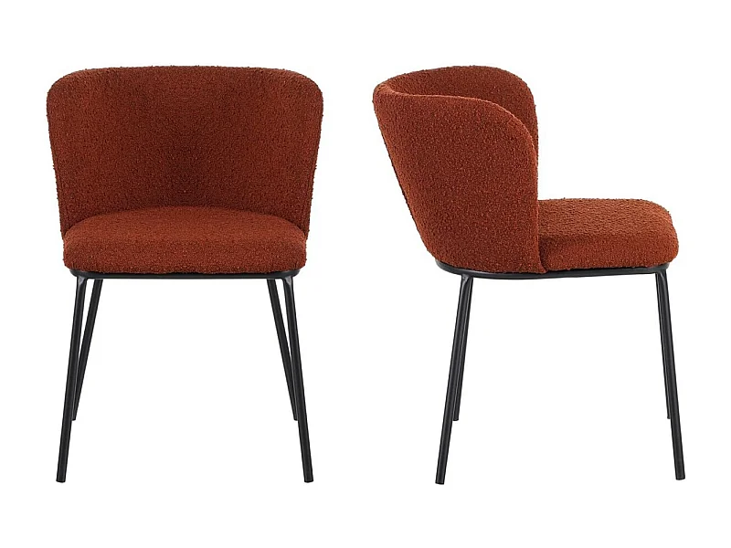 Lot de 2 chaises en tissu bouclé rouille - Toma