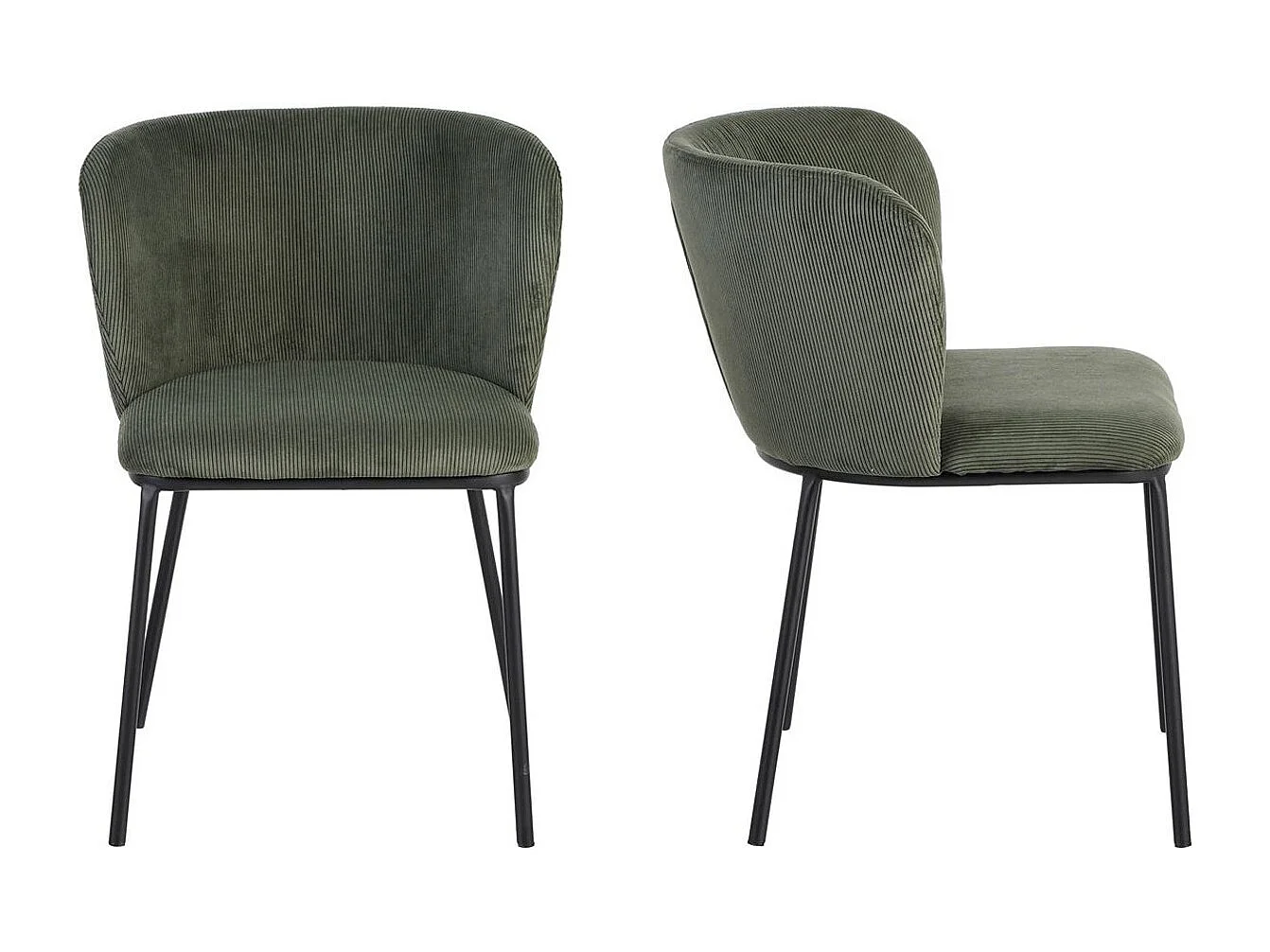 Lot de 2 chaises en velours côtelé vert kaki - Toma