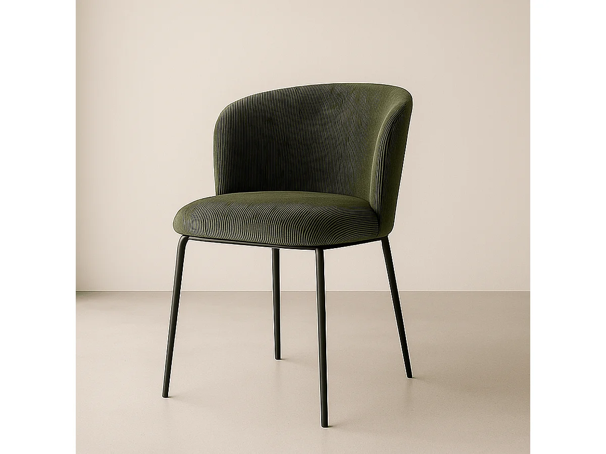 Lot de 2 chaises en velours côtelé vert kaki - Toma