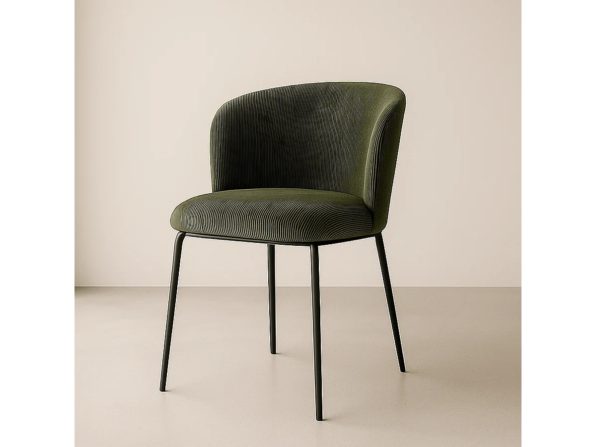 Lot de 2 chaises en velours côtelé vert kaki - Toma