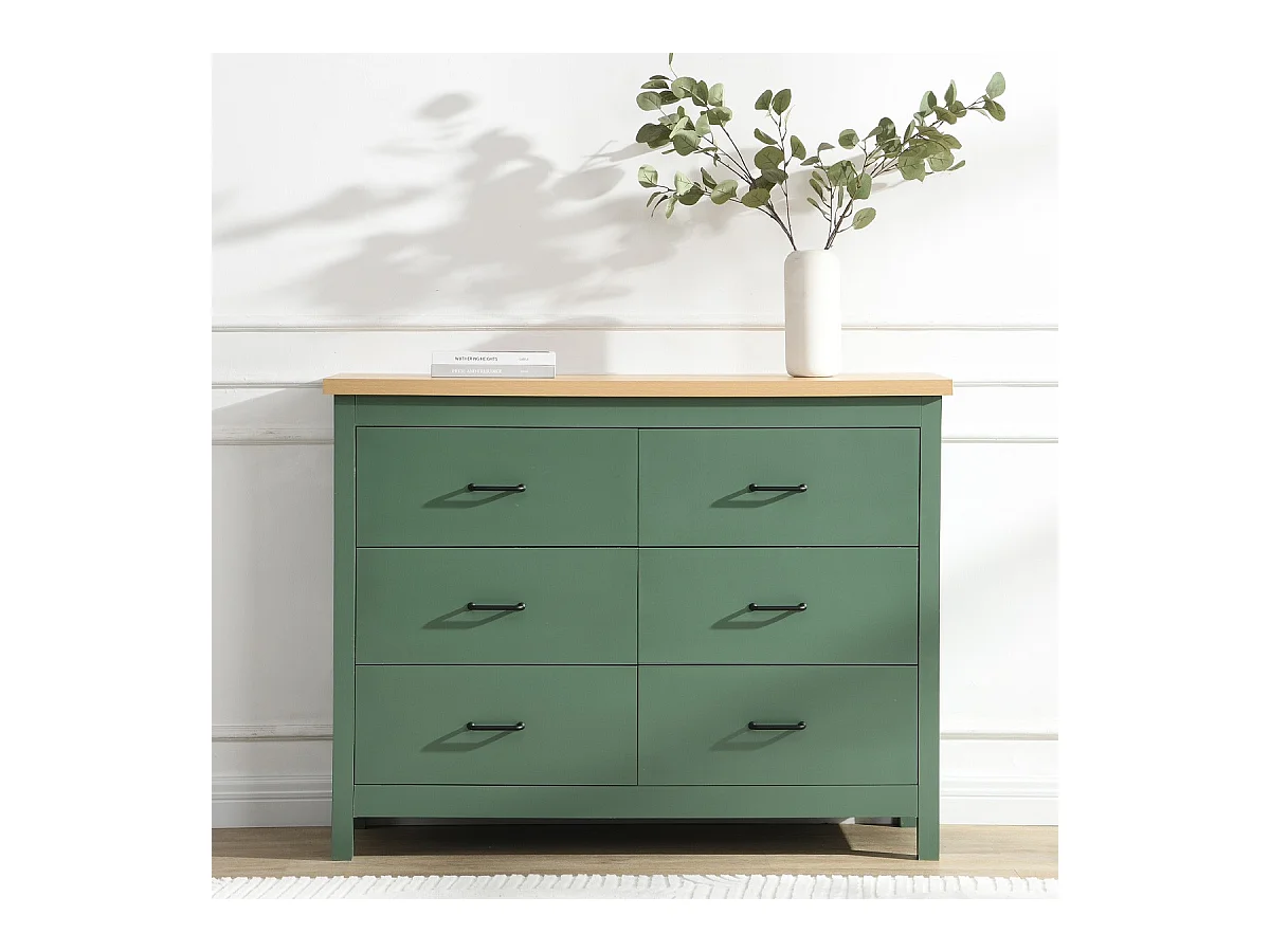 Commode 6 titoirs verte 120 cm - Sana