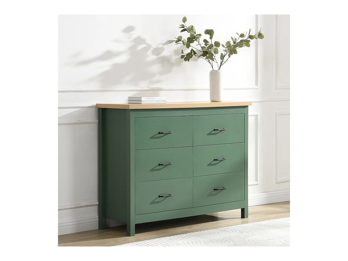 Commode 6 titoirs verte 120 cm - Sana