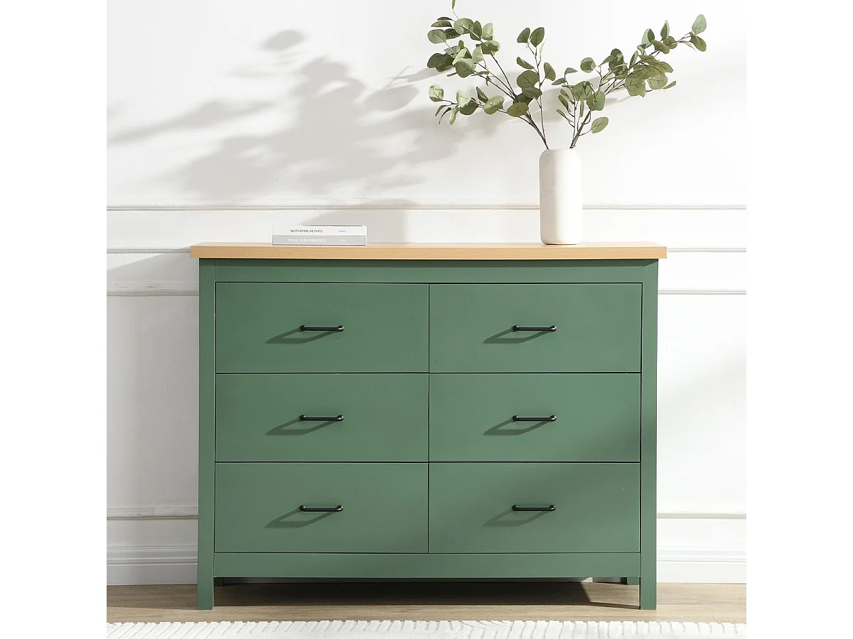 Commode 6 tiroirs verte 120 cm - Sana
