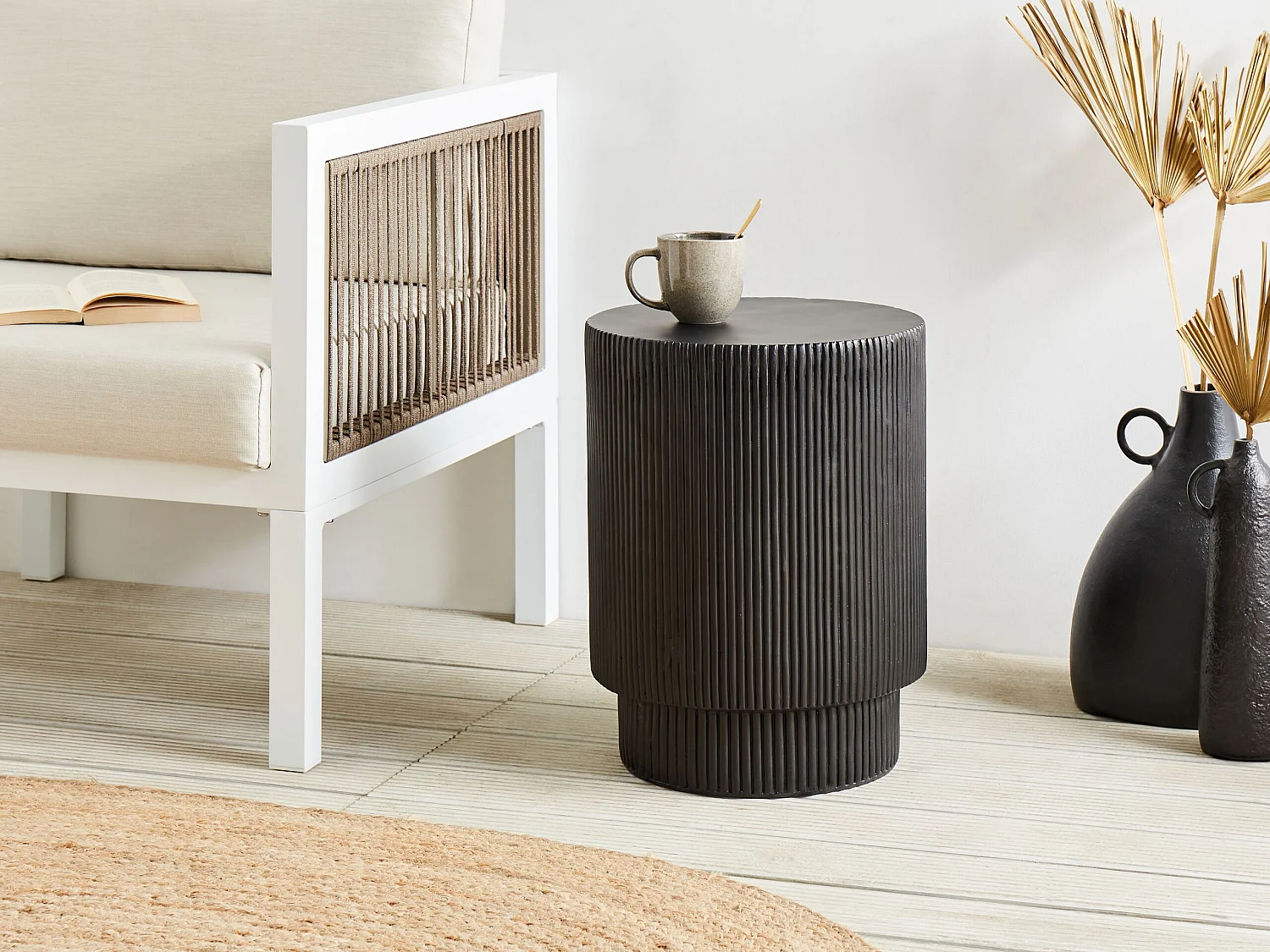 Beistelltisch Beton schwarz rund ⌀ 35 cm BICCARI