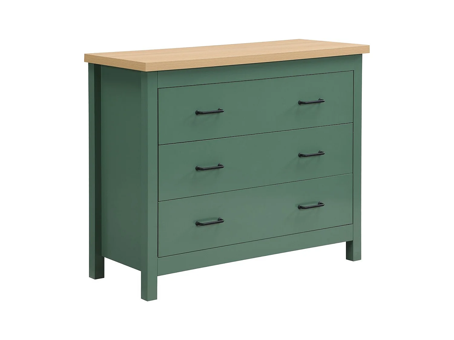 Commode 3 titoirs verte 100 cm - Sana
