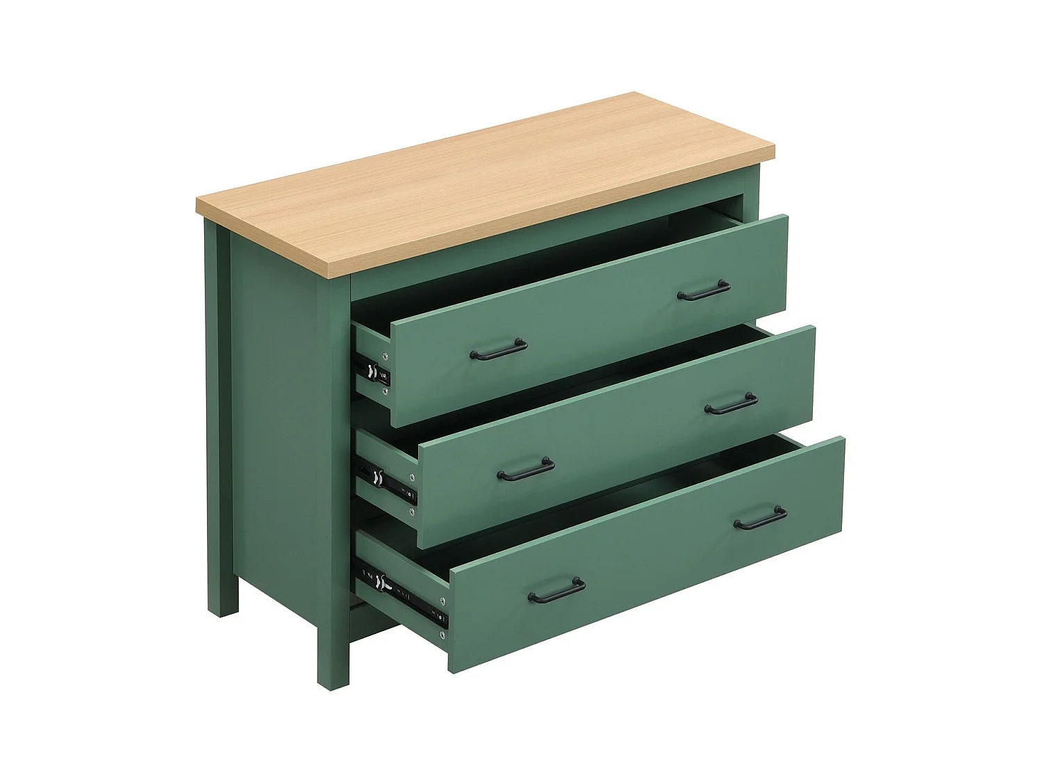 Commode 3 titoirs verte 100 cm - Sana