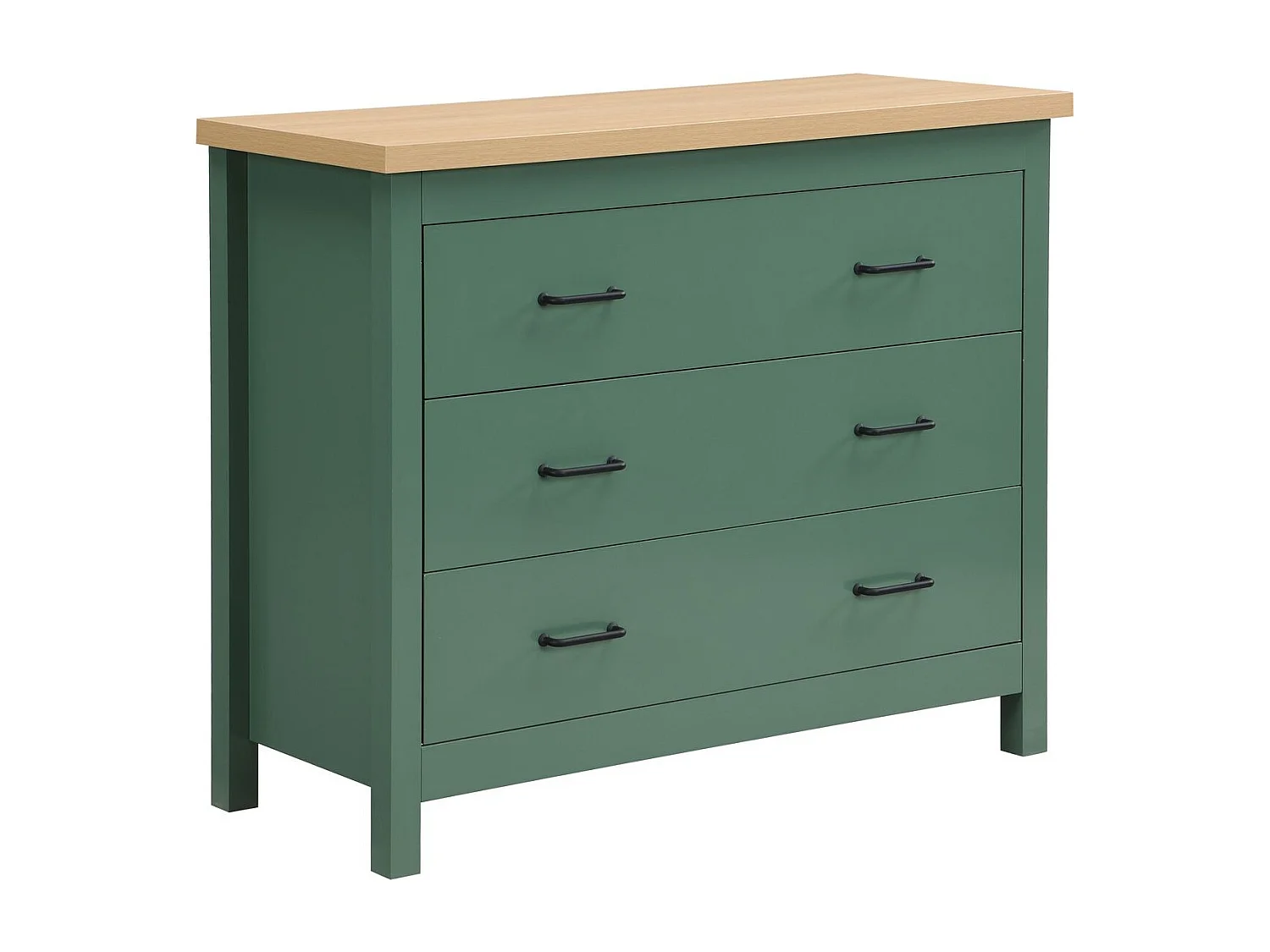 Commode 3 tiroirs verte 100 cm - Sana