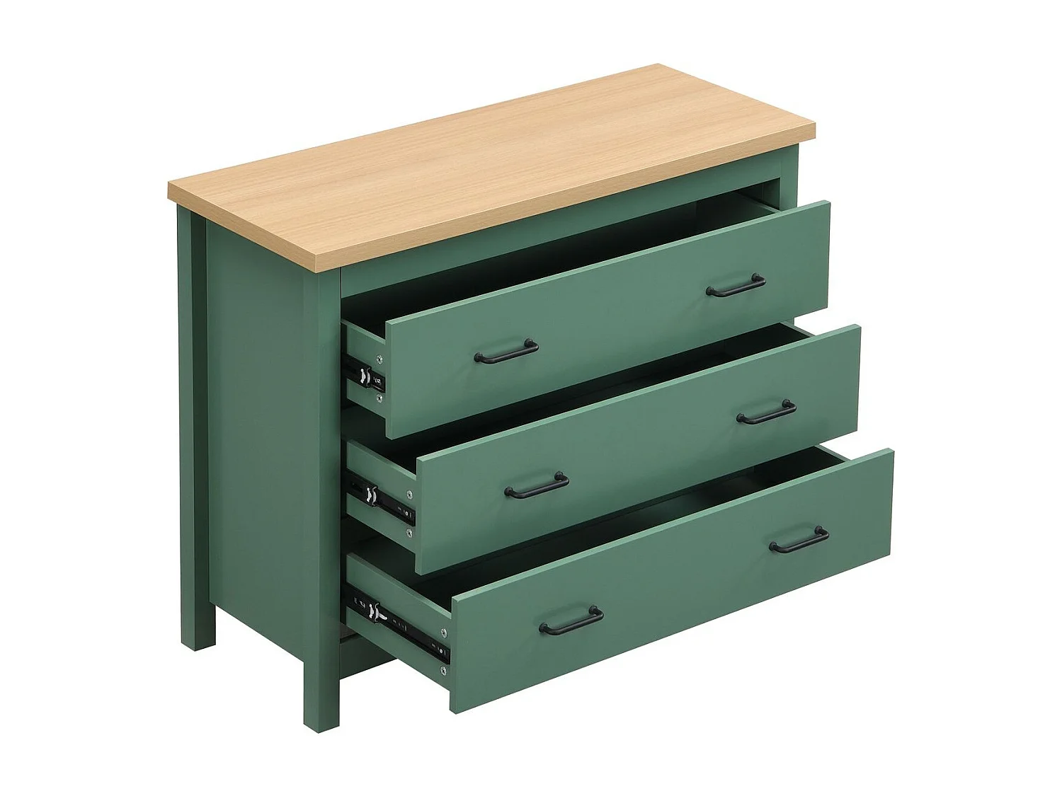 Commode 3 tiroirs verte 100 cm - Sana