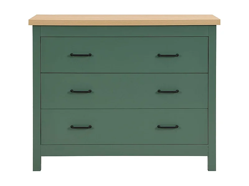 Commode 3 titoirs verte 100 cm - Sana