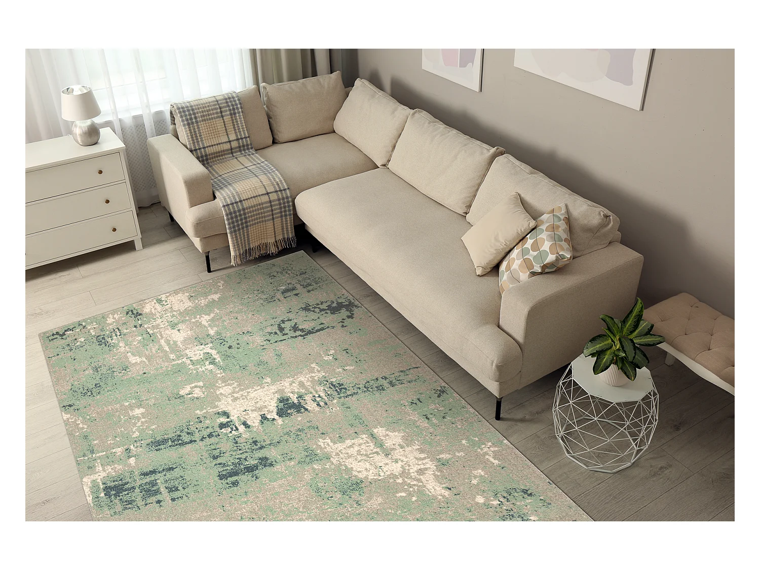 Tapis en laine ABBY 486.13.LA113 OSTA Vintage, moderne vert / gris 200x300 cm