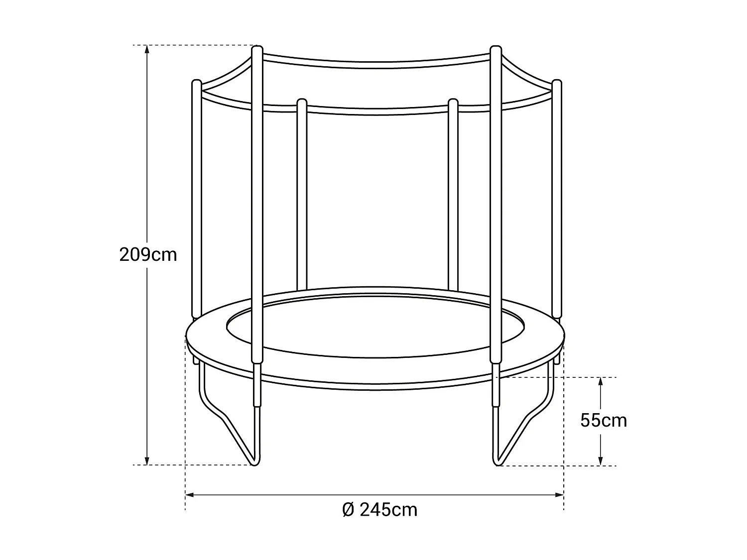 Trampoline 245cm réversible vert / bleu CANBERRA + filet, échelle, bâche et kit d'ancrage - HAPPY GARDEN