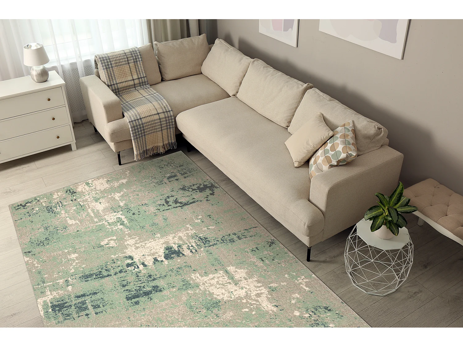 Tappeto in lana ABBY 486.13.LA113 OSTA Vintage, moderno verde / grigio 240x340 cm