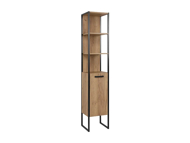 Coluna de banheiro ONIL – 2 portas – Carvalho claro e preto – Estilo industrial – H185 cm