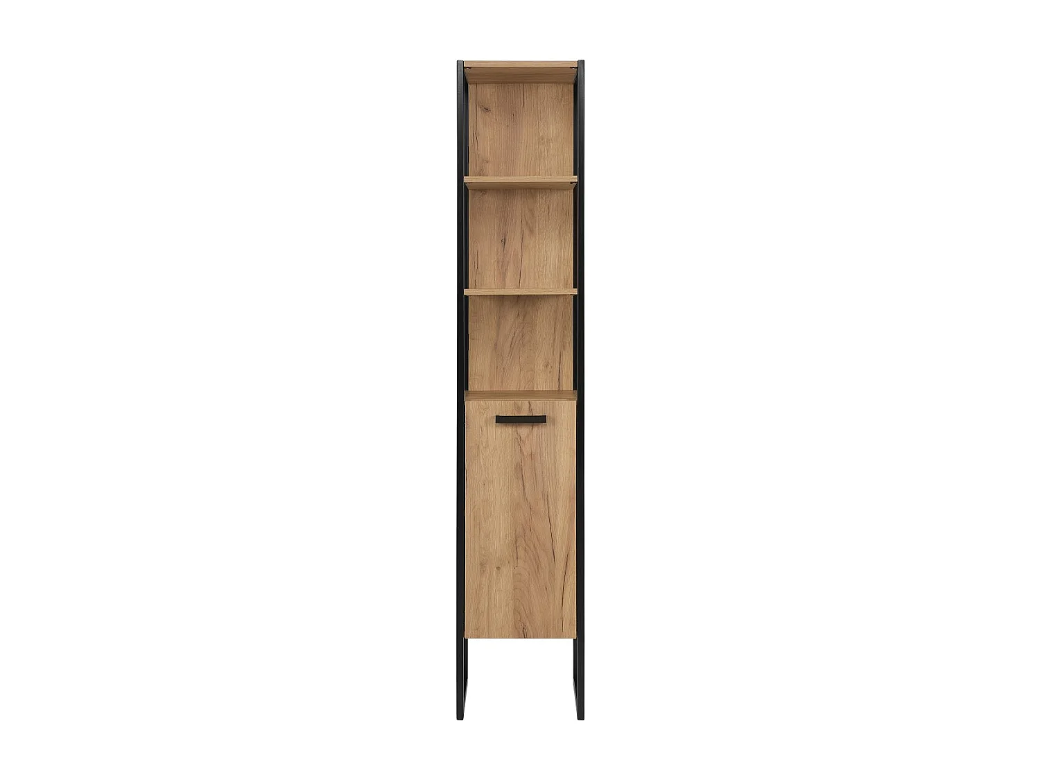 Coluna de banheiro ONIL – 2 portas – Carvalho claro e preto – Estilo industrial – H185 cm