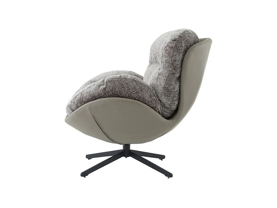 Fauteuil rotatif 360° tissu doux gris et pieds métal noir - CORNELIA