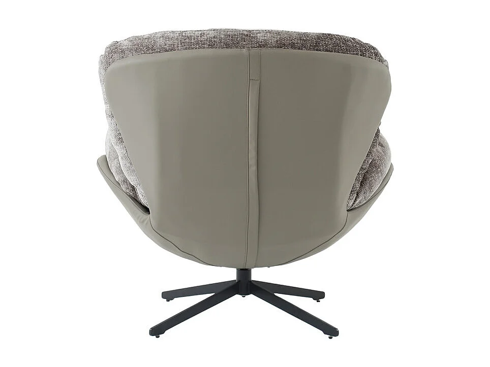 Fauteuil rotatif 360° tissu doux gris et pieds métal noir - CORNELIA