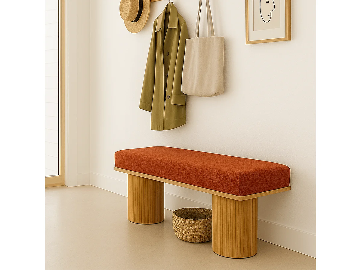 Banc en tissu bouclé rouille - Mahe