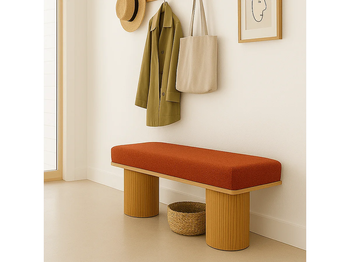 Banc en tissu bouclé rouille - Mahe