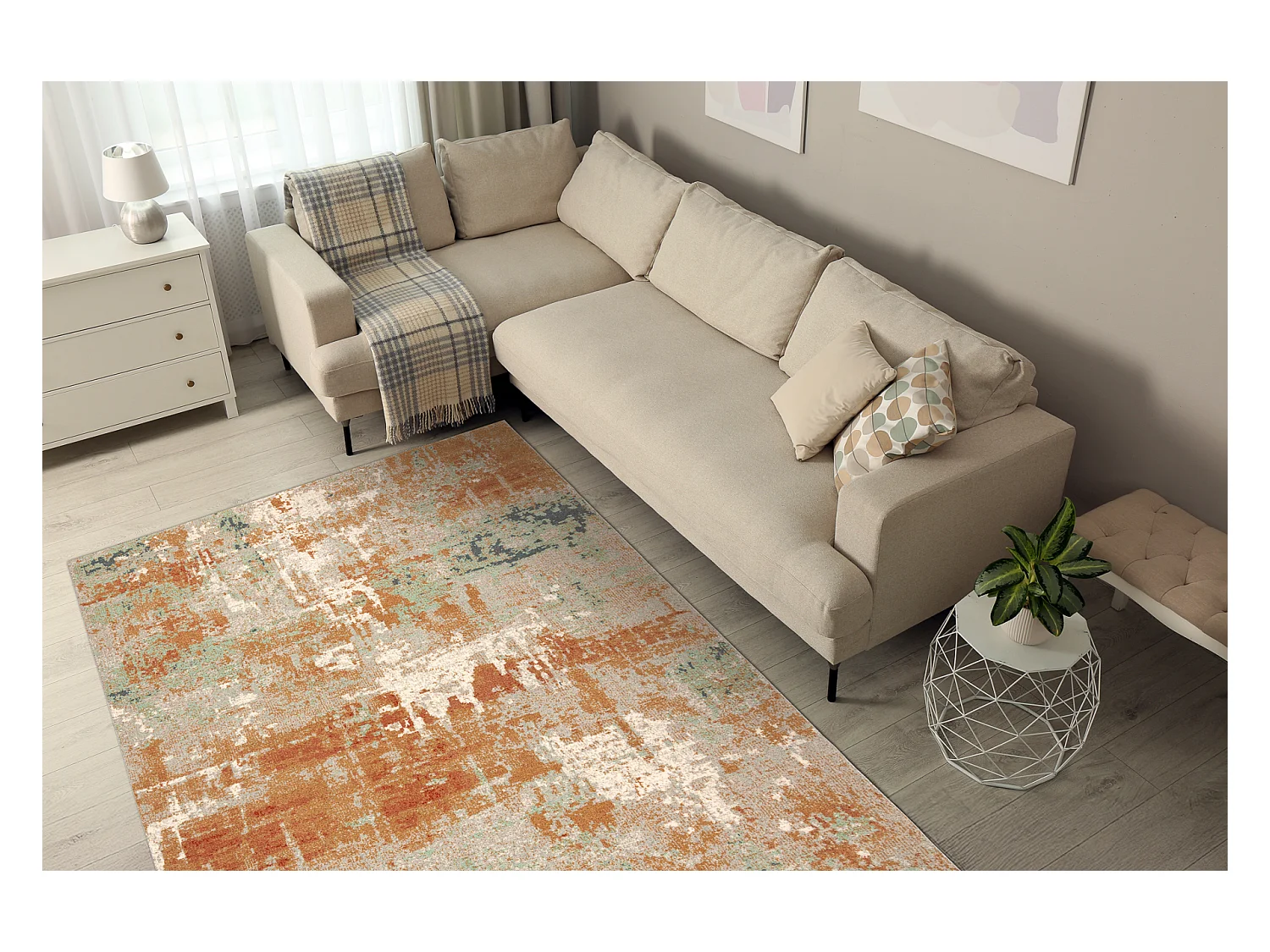 Tapis en laine ABBY 486.13.LA112 OSTA Vintage, moderne vert / terre cu 160x240 cm