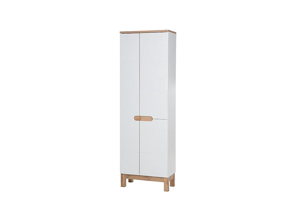 Coluna para banheiro ERMANO – Carvalho claro e branco brilhante – 60x187 cm – 1 porta – Para instalar