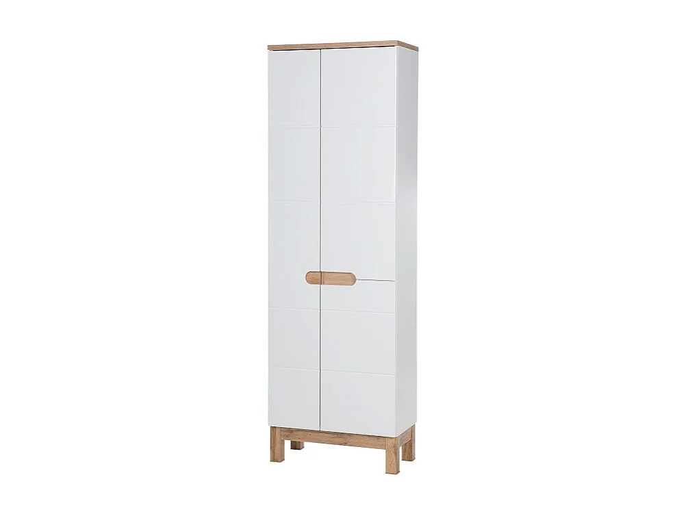 Coluna para banheiro ERMANO – Carvalho claro e branco brilhante – 60x187 cm – 1 porta – Para instalar