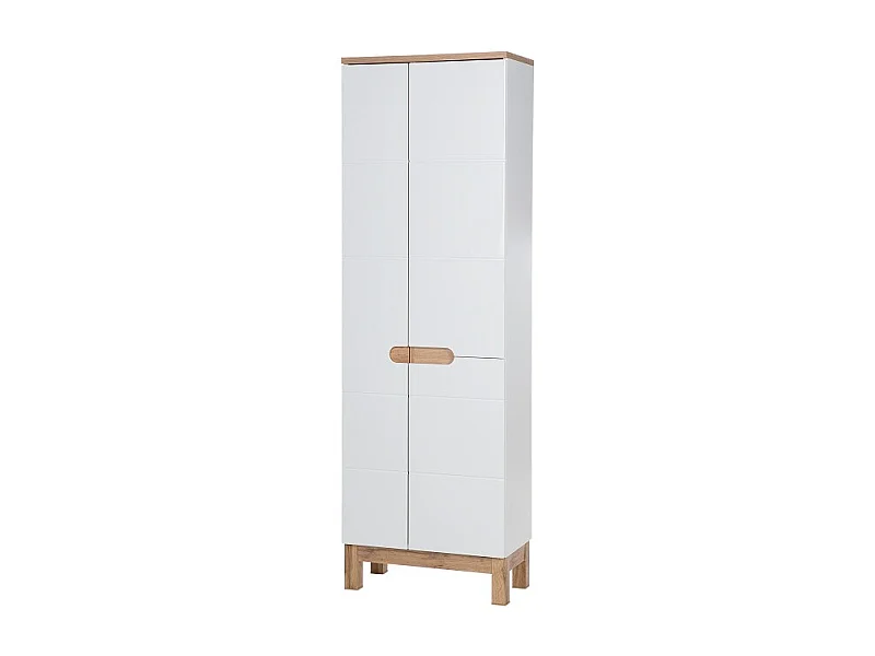 Colonne salle de bain ERMANO – Chêne clair et blanc brillant – 60x187 cm – 1 porte – À poser
