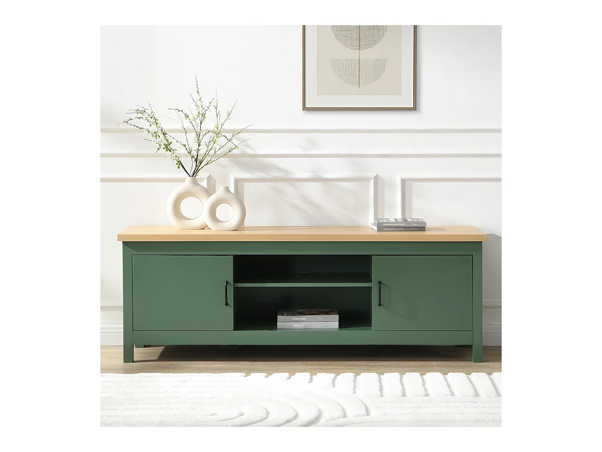 Meuble TV 2 portes vert 160 cm - Sana