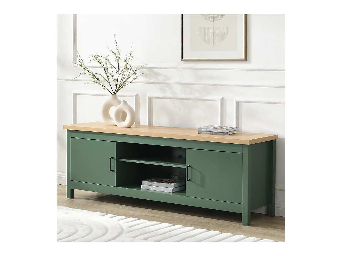 Meuble TV 2 portes vert 160 cm - Sana