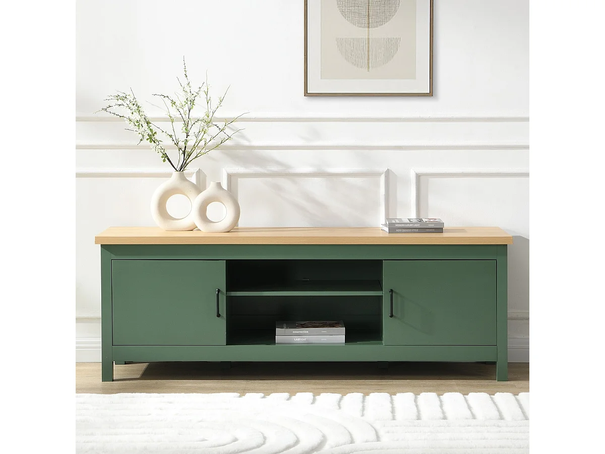 Meuble TV 2 portes vert 160 cm - Sana