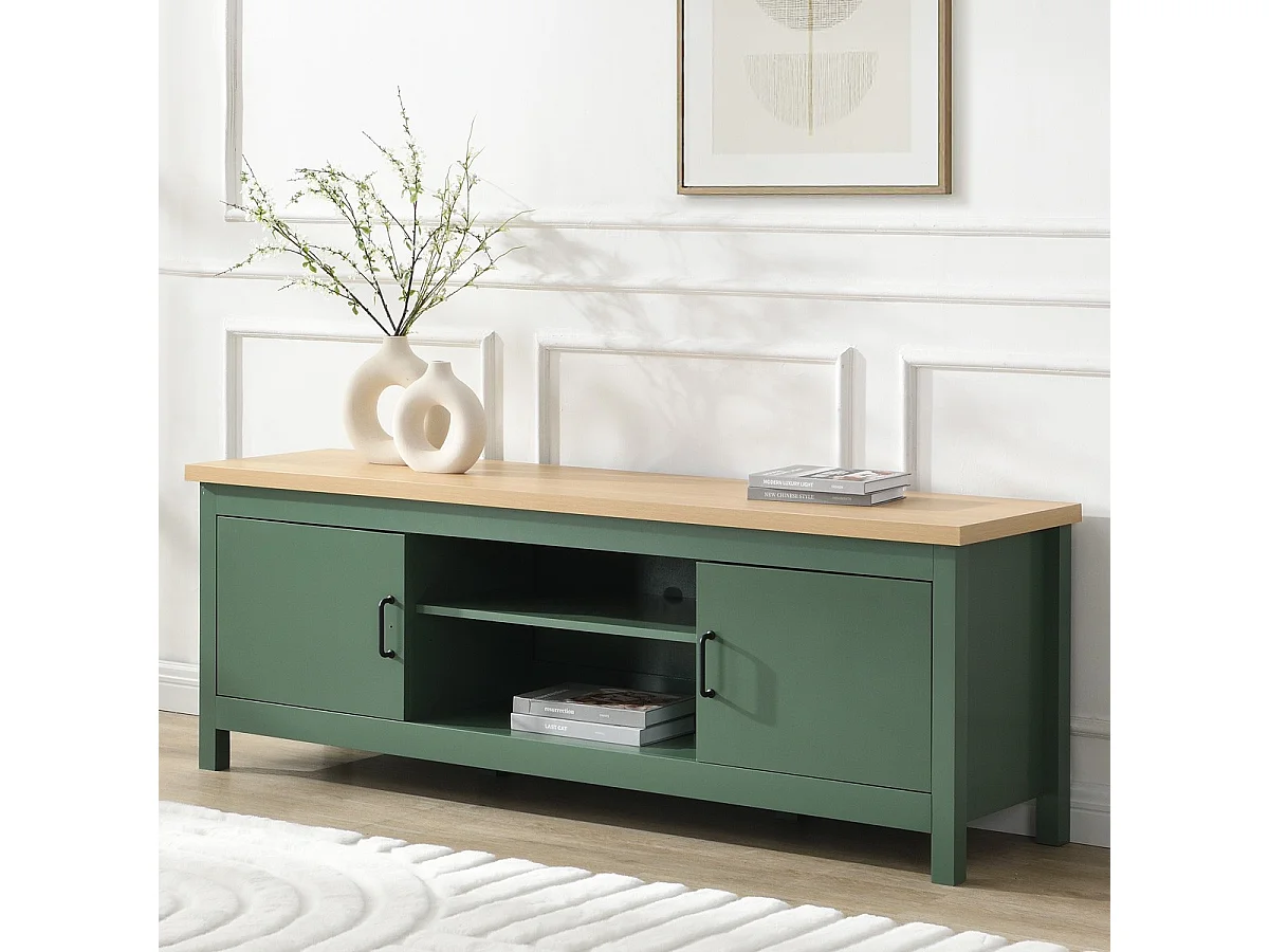 Meuble TV 2 portes vert 160 cm - Sana