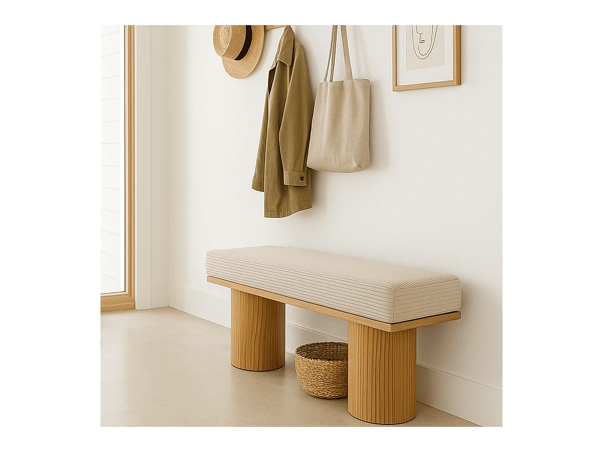 Banc en velours côtelé beige - Mahe