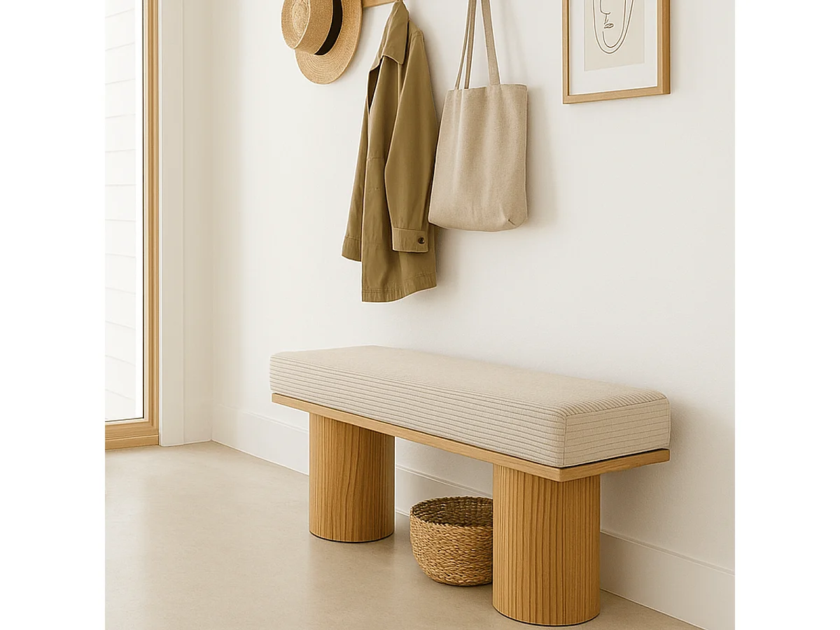 Banc en velours côtelé beige - Mahe