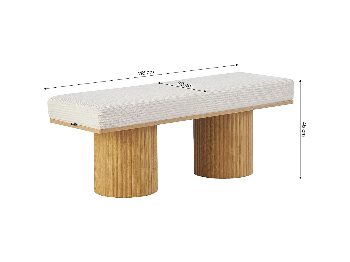 Banc en velours côtelé beige - Mahe